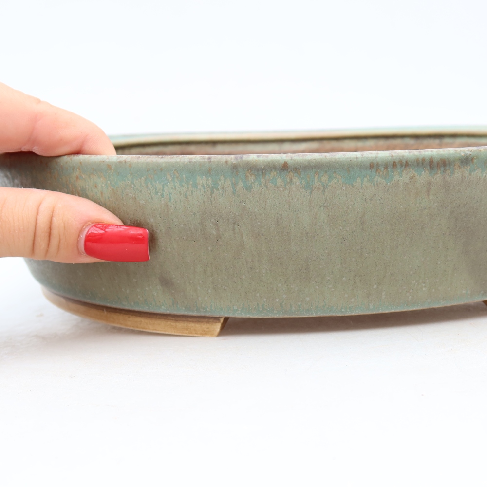 Vaso da bonsai in ceramica 27 x 24 x 5,5 cm, colore verde