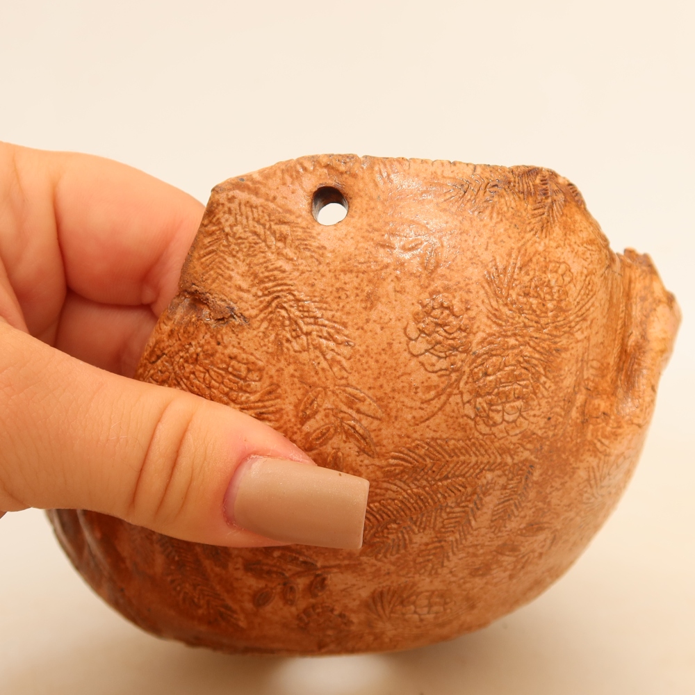 Contenitore in ceramica per Kokedama 14 x 12 x 9 cm, colore rosa