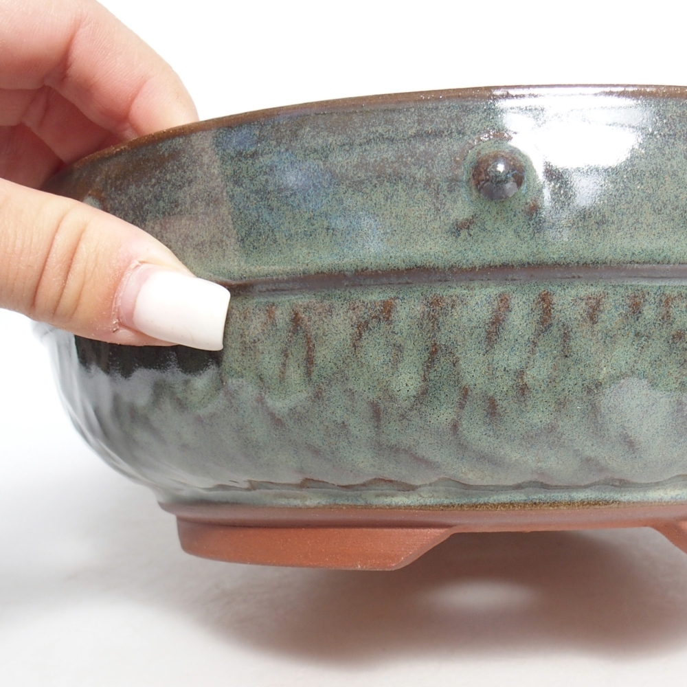 Ciotola bonsai in ceramica 21 x 21 x 7,5 cm, verde
