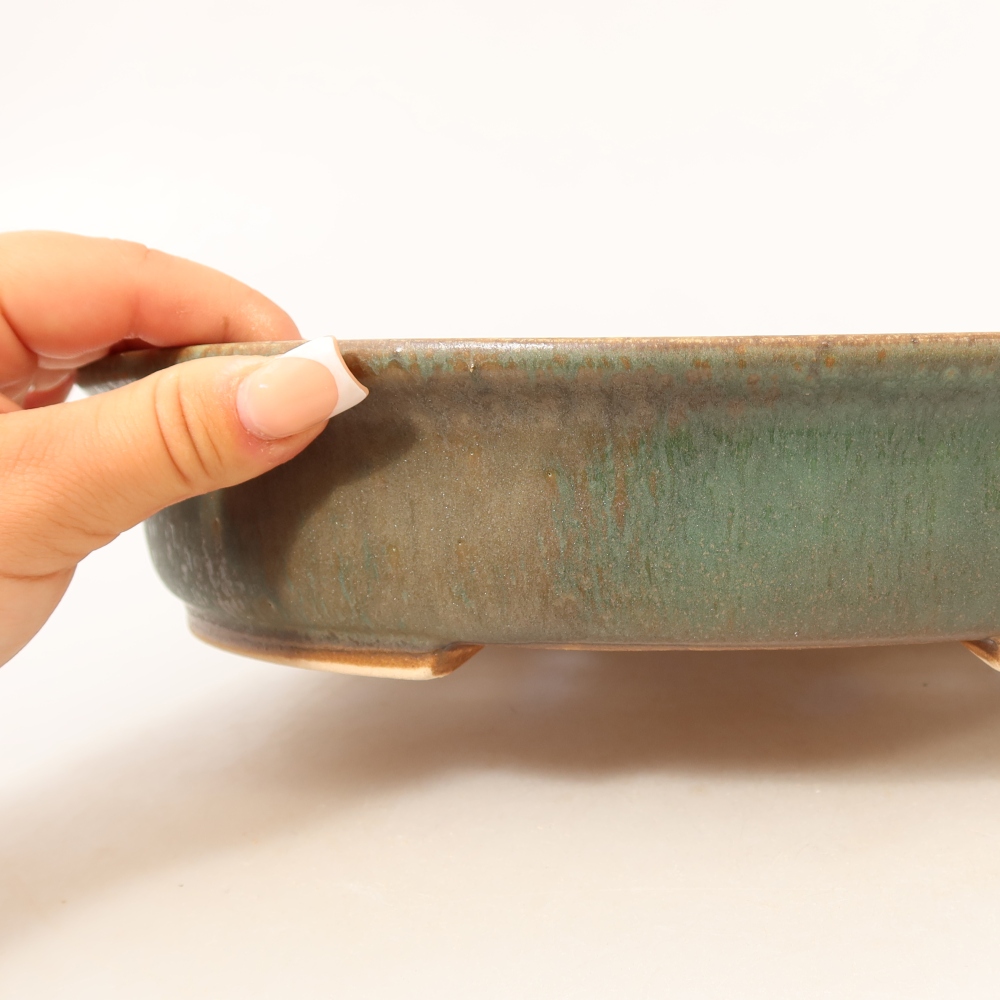 Ciotola per bonsai in ceramica 26,5 x 23,5 x 5,5 cm, verde