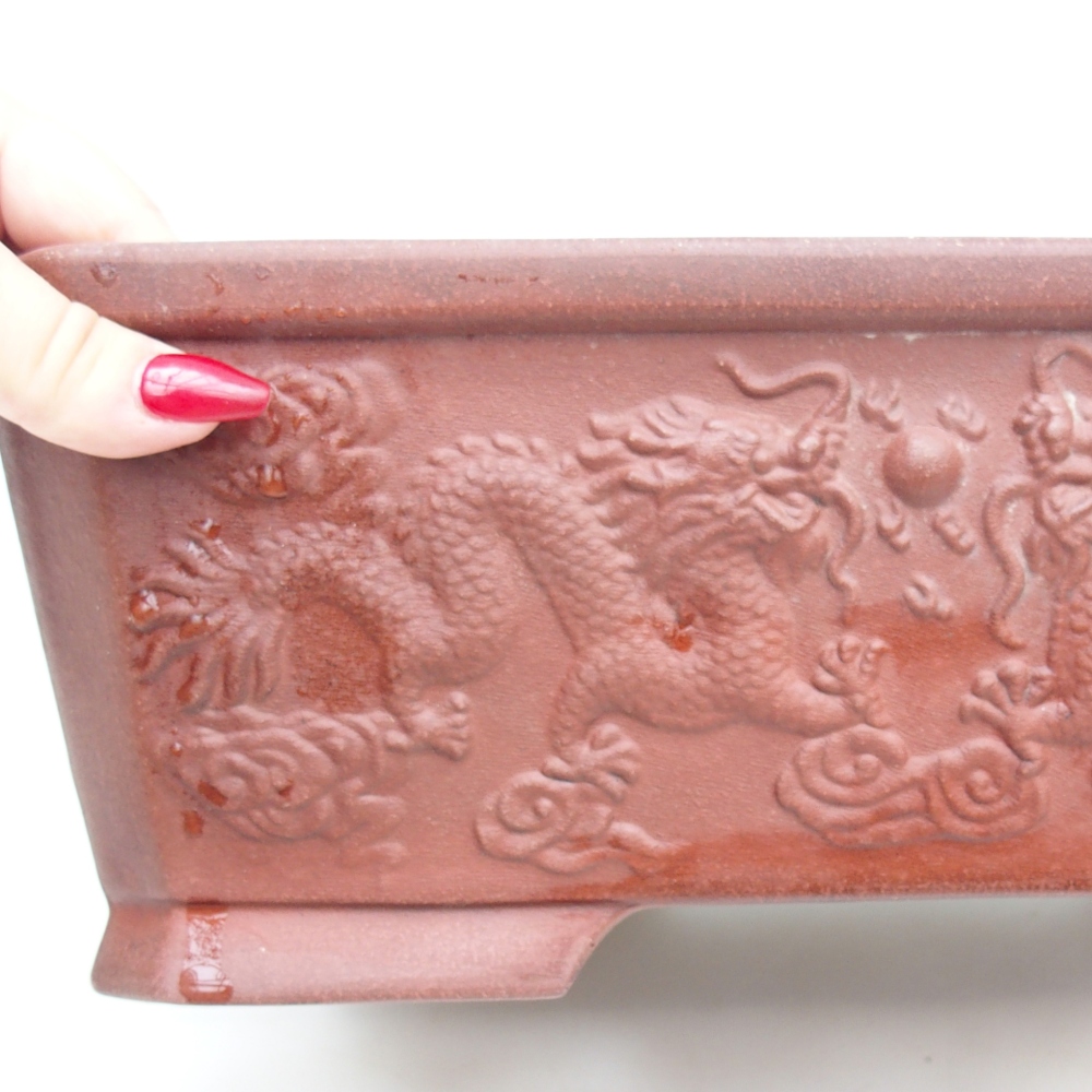 Ciotola per bonsai in ceramica 32,5 x 22,5 x 11,5 cm, marrone