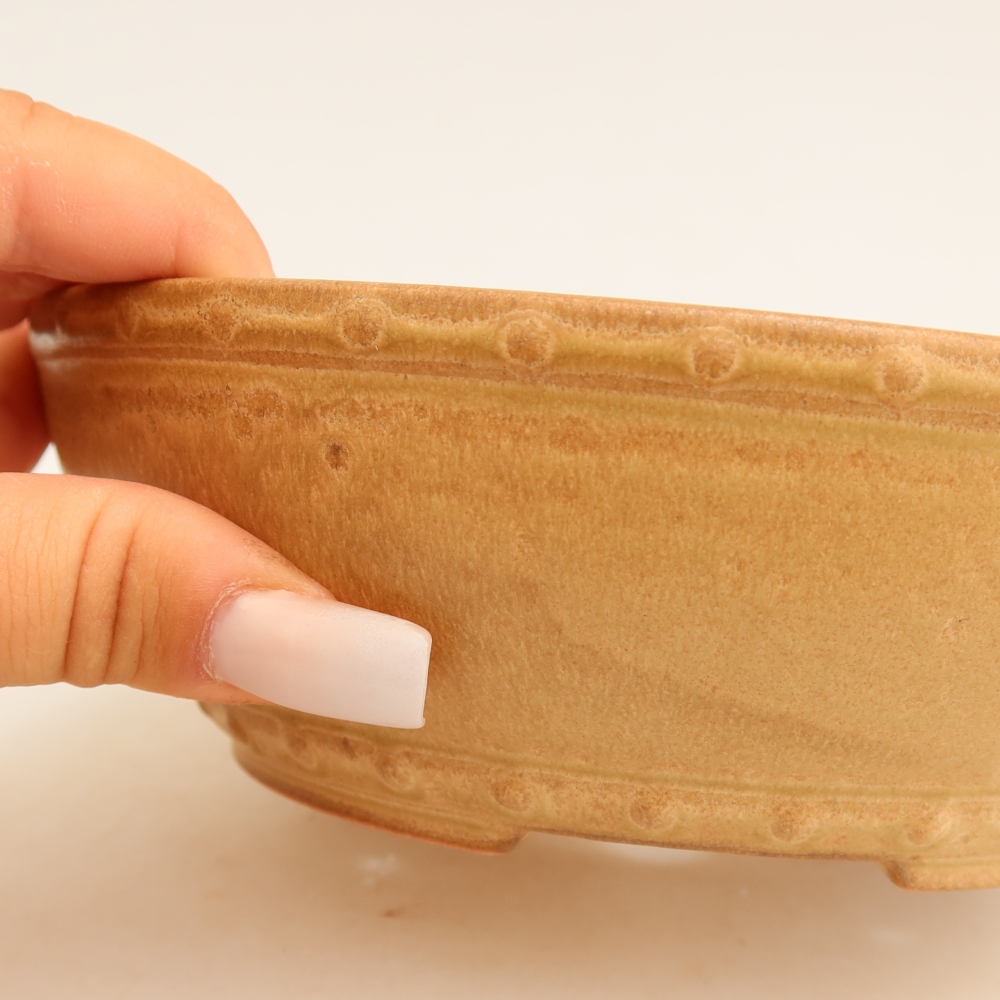 Vaso da bonsai in ceramica 17,5 x 17,5 x 5,5 cm, colore beige