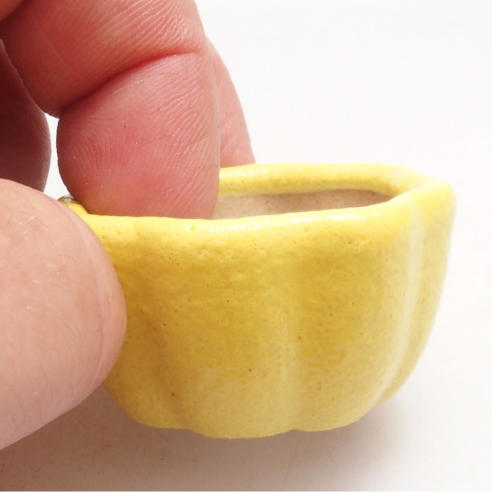Ciotola per bonsai in ceramica 3,5 x 3,5 x 2 cm, giallo