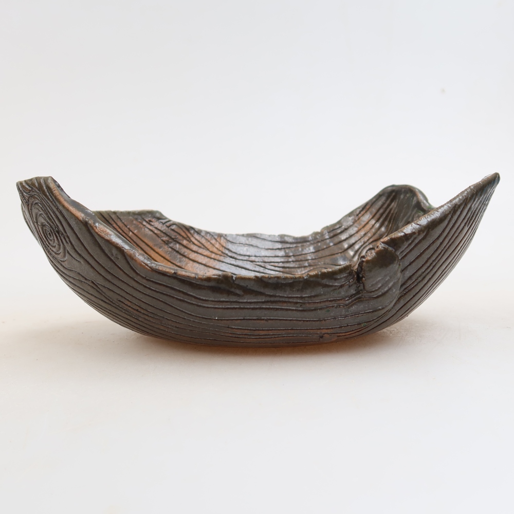 Guscio in ceramica  16,5 x 11 x 6 cm, colore verde-marrone