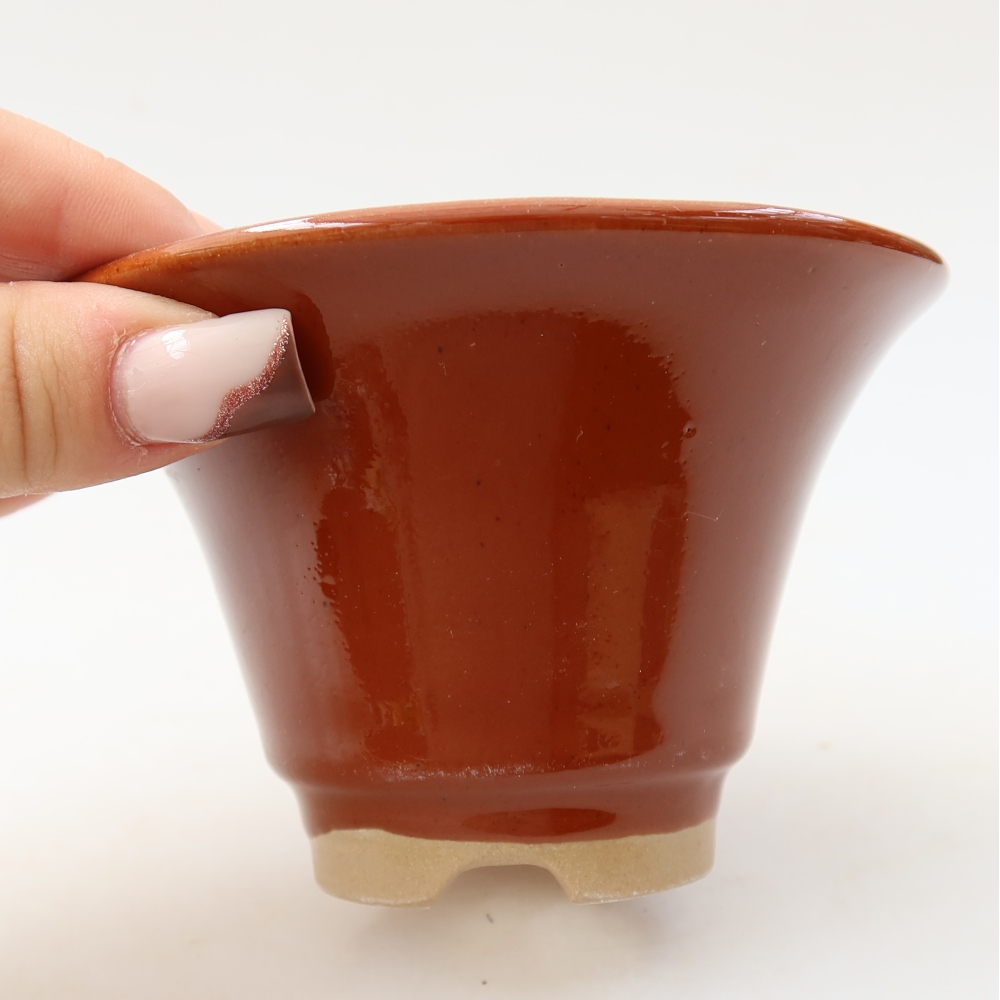 Vaso da bonsai in ceramica 10,5 x 10,5 x 7 cm, colore marrone