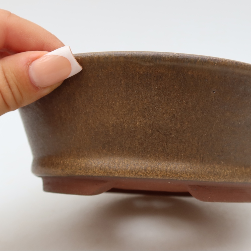 Vaso da bonsai in ceramica 15,5 x 15,5 x 5,5 cm, colore marrone