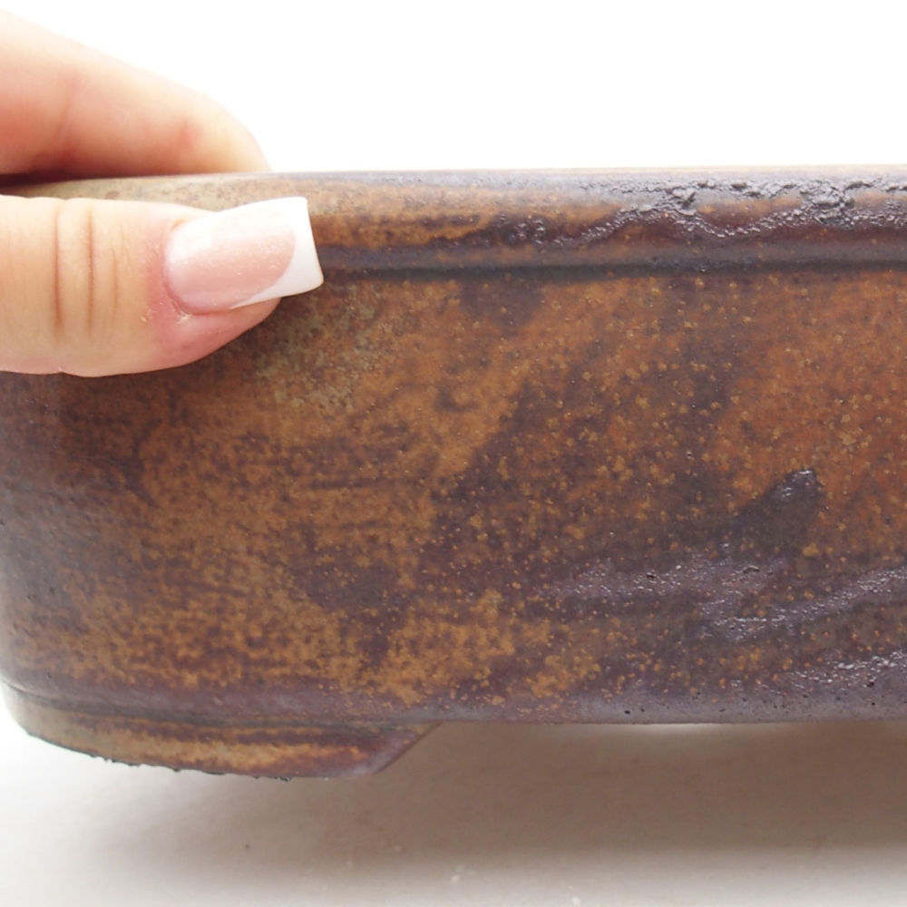 Ciotola per bonsai in ceramica 32 x 25 x 8 cm, colore marrone-verde