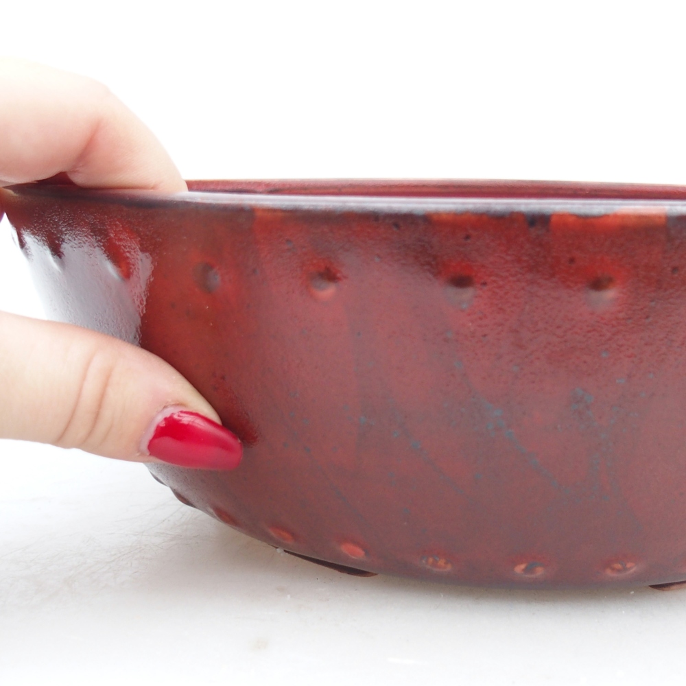 Ciotola bonsai in ceramica 24,5 x 24,5 x 7,5 cm, colore rosso
