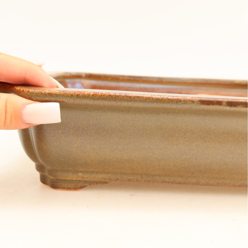 Vaso da bonsai in ceramica 27,5 x 21,5 x 7 cm, colore marrone