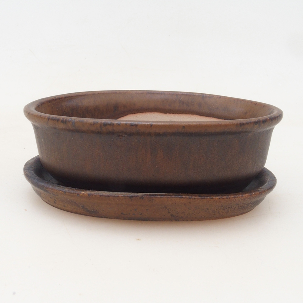 Ciotola bonsai + piattino H04 - 10,5x7,5x3 cm