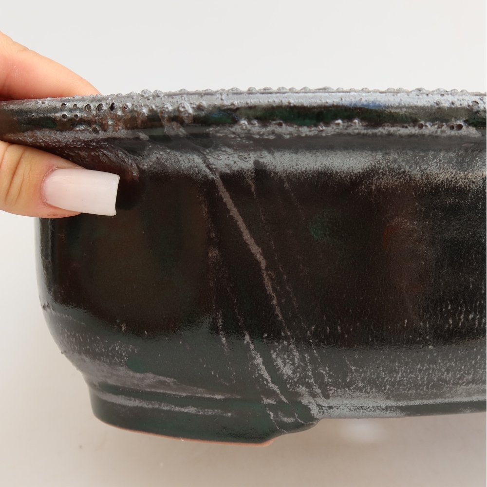 Vaso da bonsai in ceramica 30,5 x 25,5 x 10,5 cm, colore verde