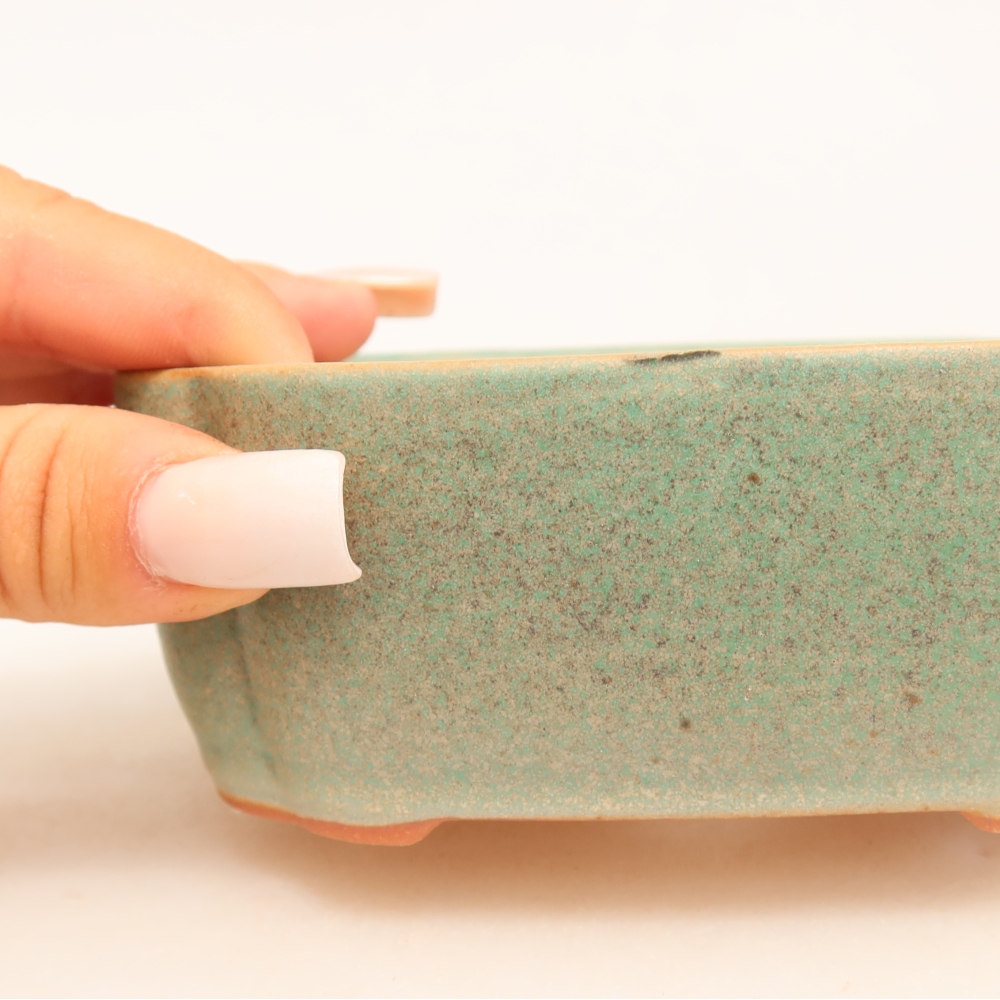 Vaso da bonsai in ceramica 12,5 x 10 x 4,5 cm, colore verde