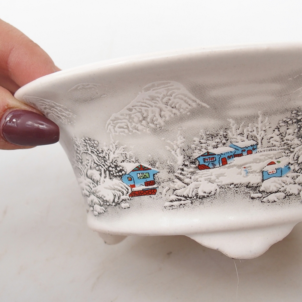 Ciotola bonsai in ceramica 13 x 13 x 6 cm, colore bianco