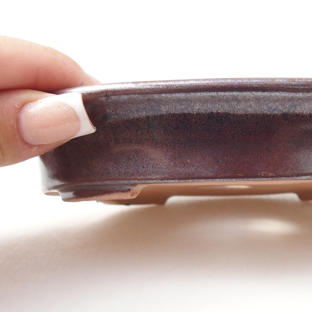 Ciotola bonsai in ceramica 13 x 10,5 x 3 cm, colore bordeaux