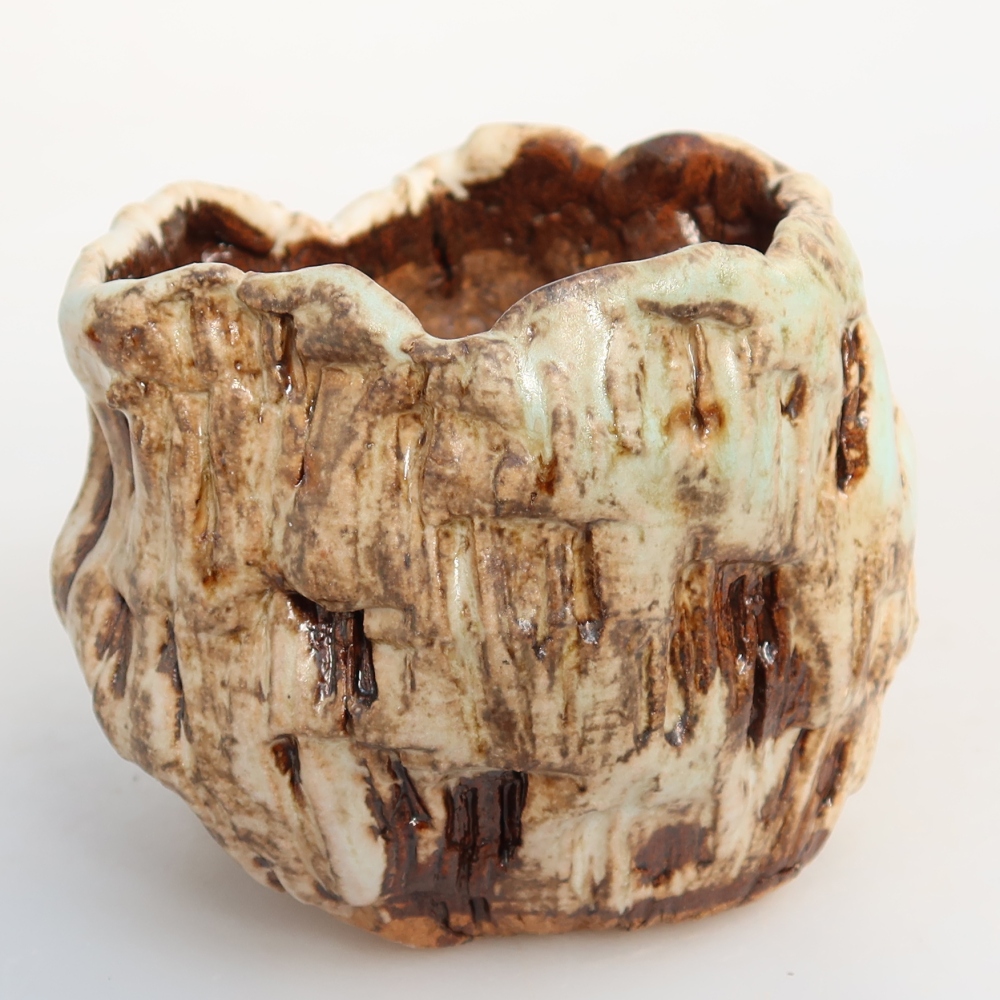 Guscio in ceramica  7 x 7 x 6,5 cm, colore bianco-marrone