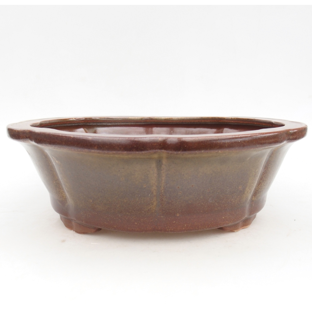 Ciotola per bonsai in ceramica 26,5 x 26,5 x 8,5 cm, marrone