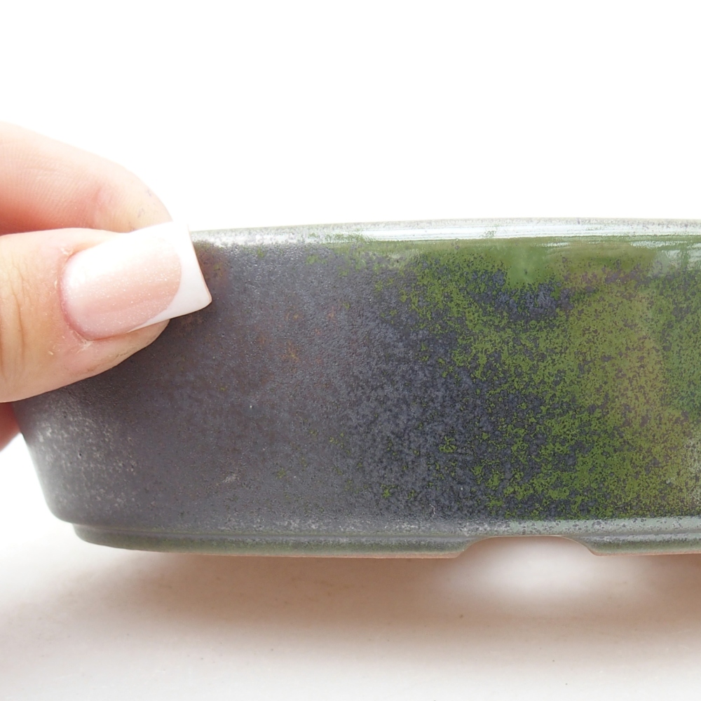 Ciotola per bonsai in ceramica 16,5 x 11,5 x 4,5 cm, verde