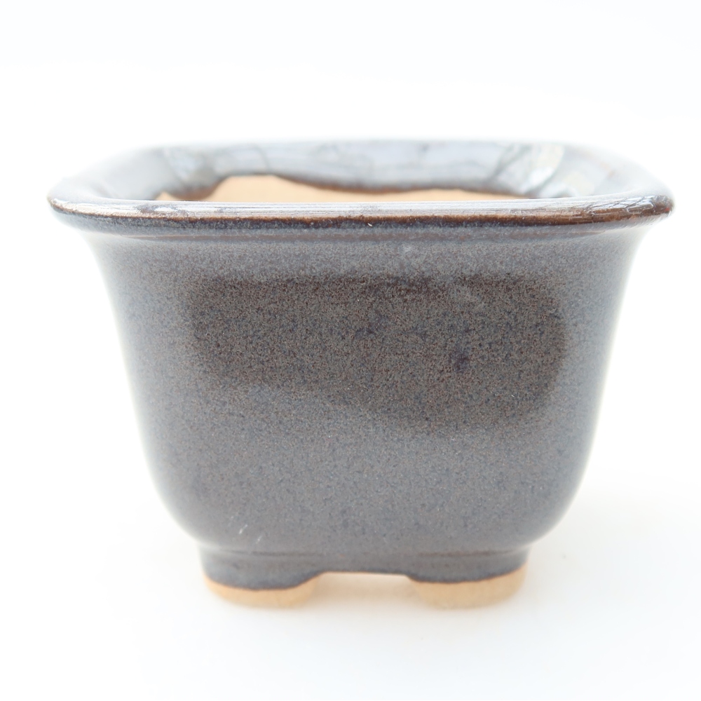Vaso da bonsai in ceramica 6,5 x 6,5 x 5 cm, colore grigio