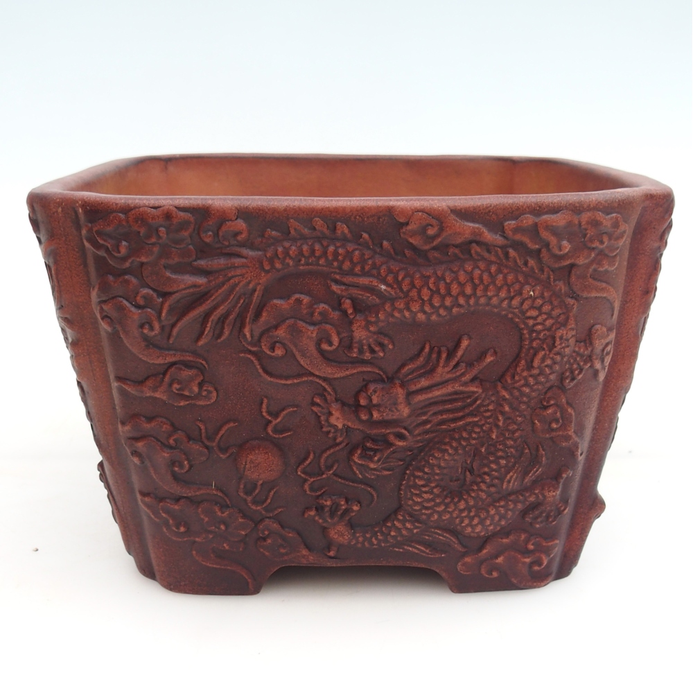 Ciotola per bonsai in ceramica 21 x 21 x 13,5 cm, marrone