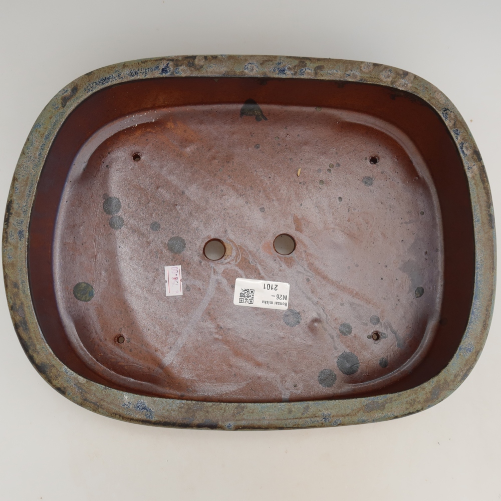 Vaso da bonsai in ceramica 31,5 x 24 x 8 cm, colore marrone-blu