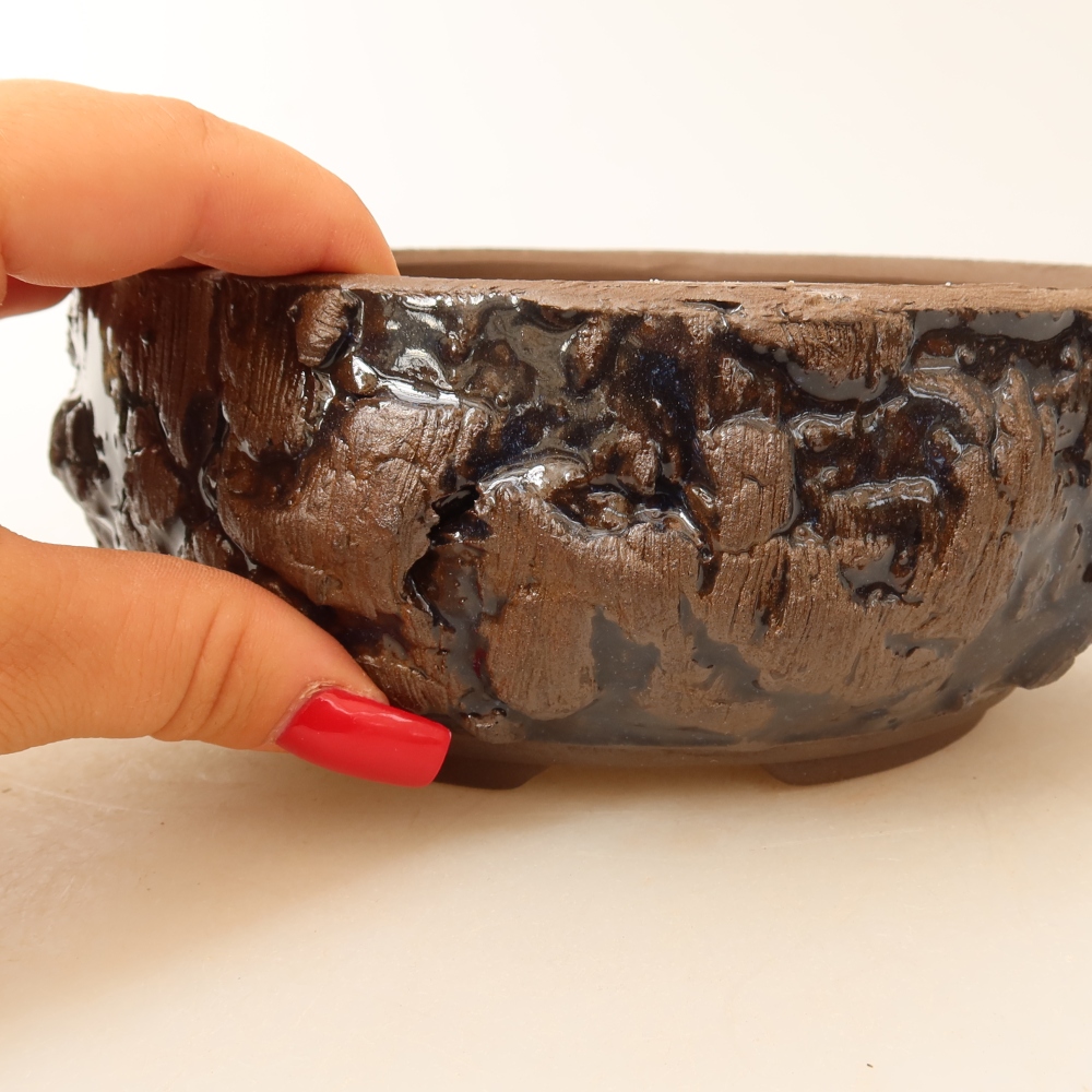 Vaso da bonsai in ceramica 16 x 16 x 6,5 cm, colore marrone