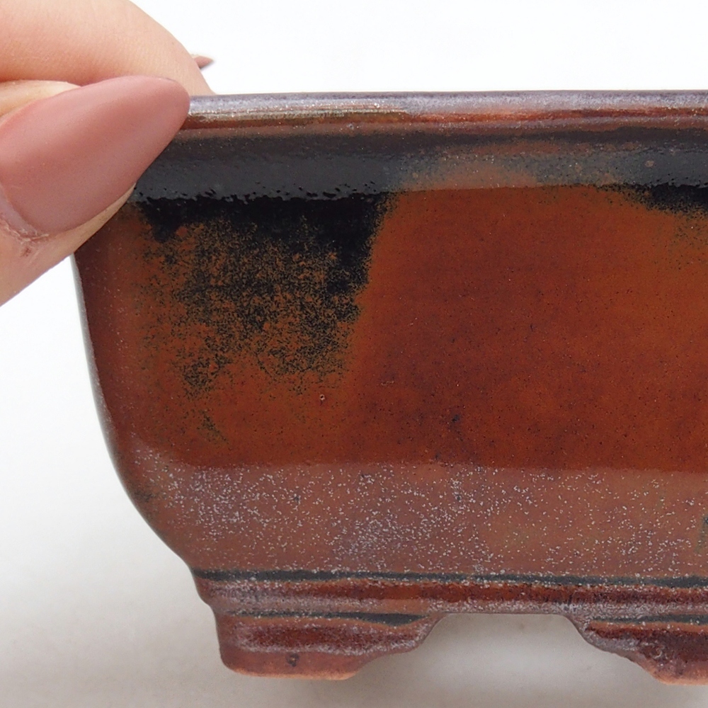 Ciotola per bonsai in ceramica 10 x 10 x 6 cm, bordeaux