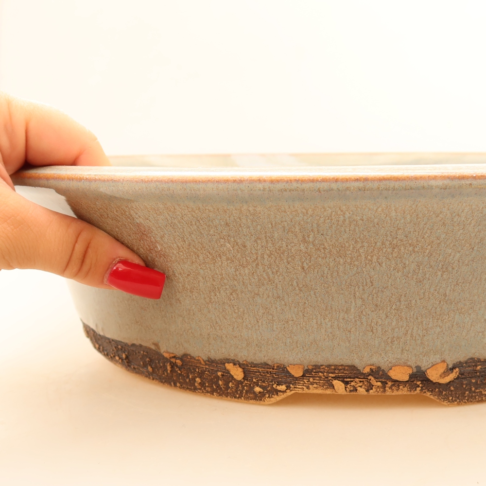 Vaso da bonsai in ceramica 35,5 x 35,5 x 9 cm, colore grigio - SOLO RITIRO IN NEGOZIO o spedizione su pallet