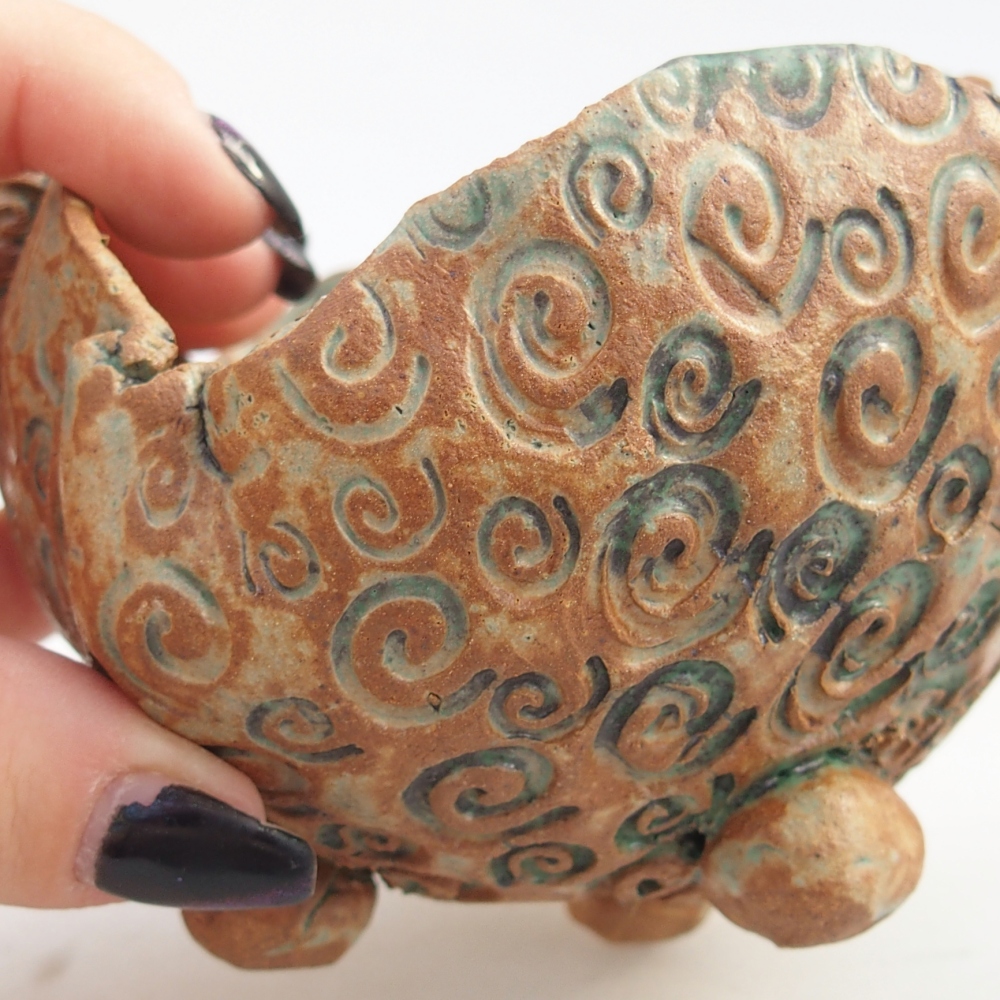 Conchiglia in ceramica 10 x 9,5 x 8,5 cm , colore marrone-verde