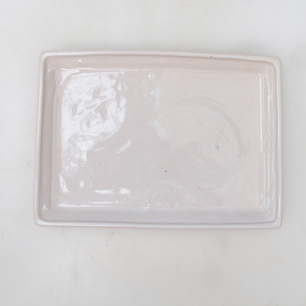 Piattino bonsai rettangolo 19,5 x 14 x 1,5 cm - bianco