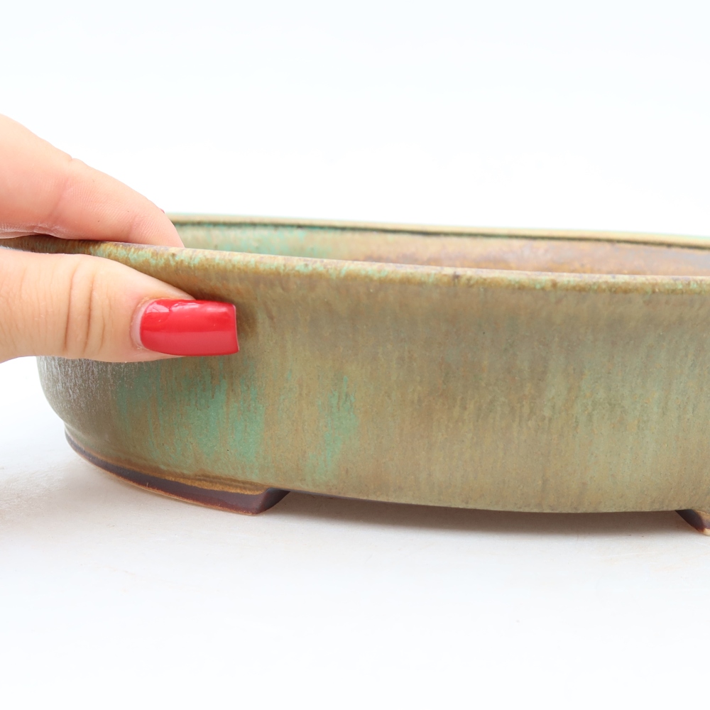 Vaso da bonsai in ceramica 27 x 24 x 5,5 cm, colore verde