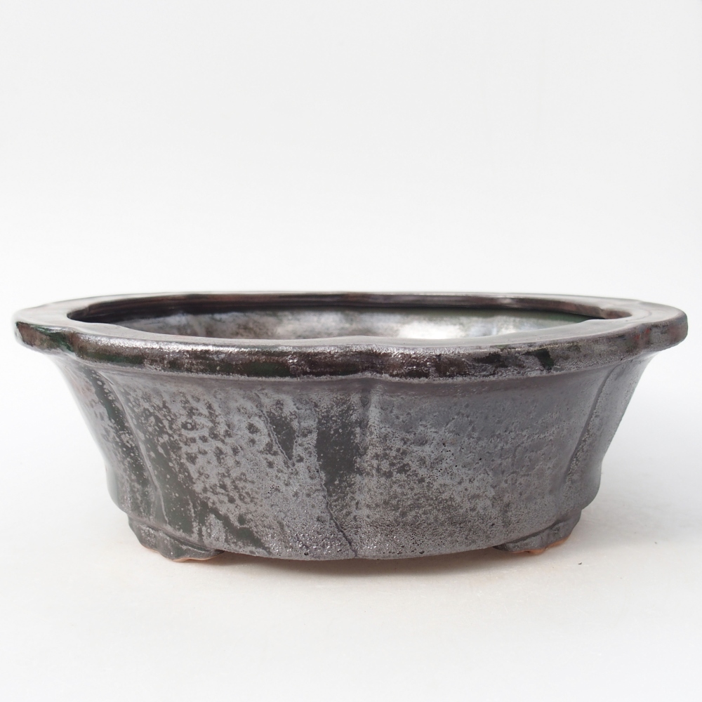 Ciotola bonsai in ceramica 26 x 26 x 8,5 cm, verde metallizzato