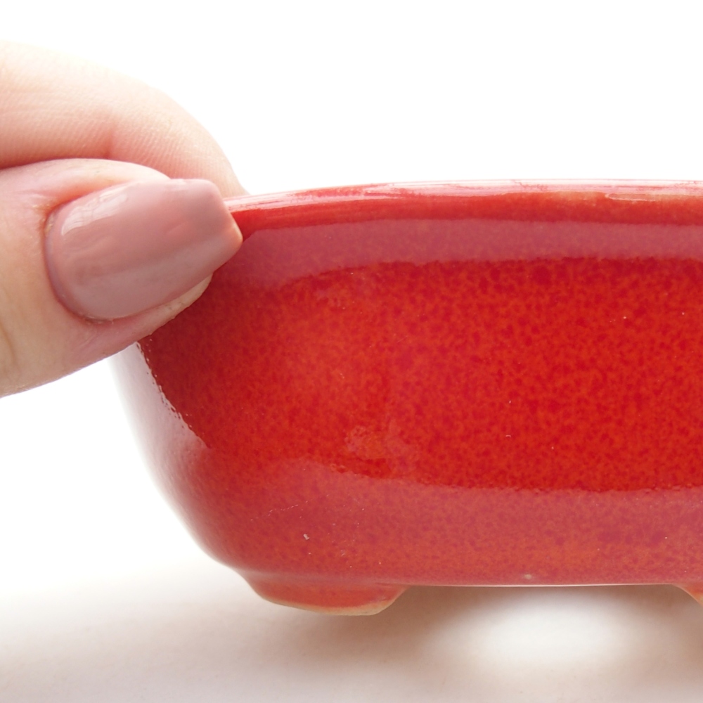 Ciotola per bonsai in ceramica 11 x 8,5 x 4 cm, colore rosso