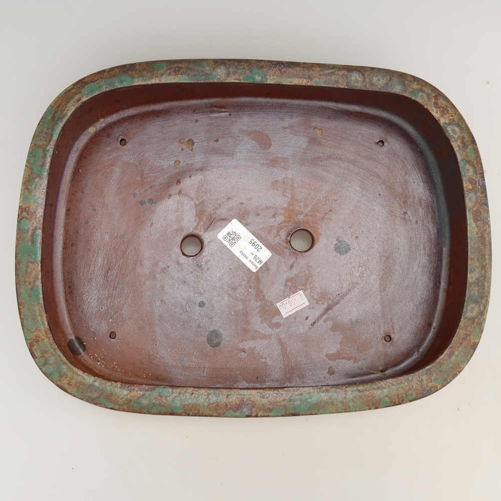 Ciotola per bonsai in ceramica 32 x 24,5 x 6,5 cm, colore marrone-verde