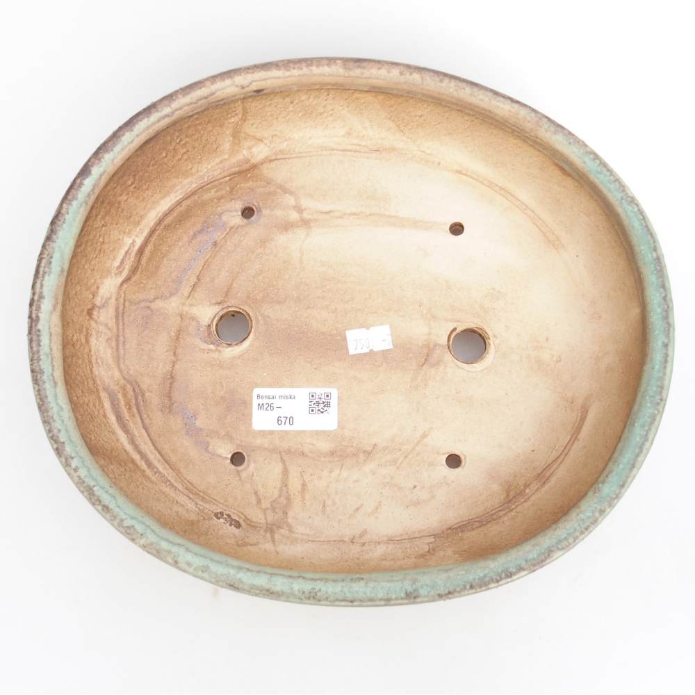 Ciotola per bonsai in ceramica 28,5 x 25 x 6 cm, verde