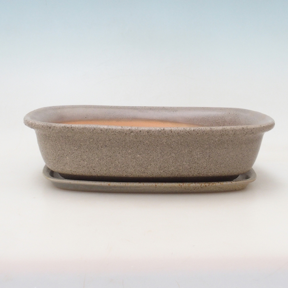 Ciotola bonsai + piattino H09 - 30 x 23 x 7,5 cm - beige