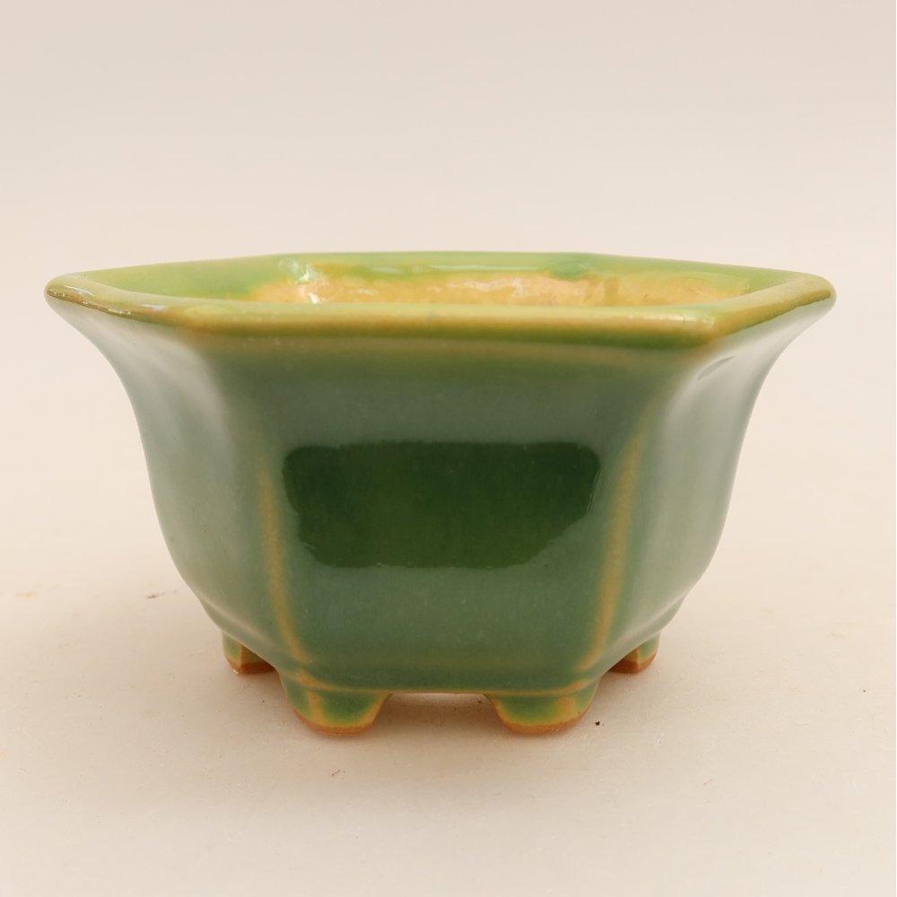 Vaso da bonsai in ceramica 10,5 x 9,5 x 5,5 cm, colore verde