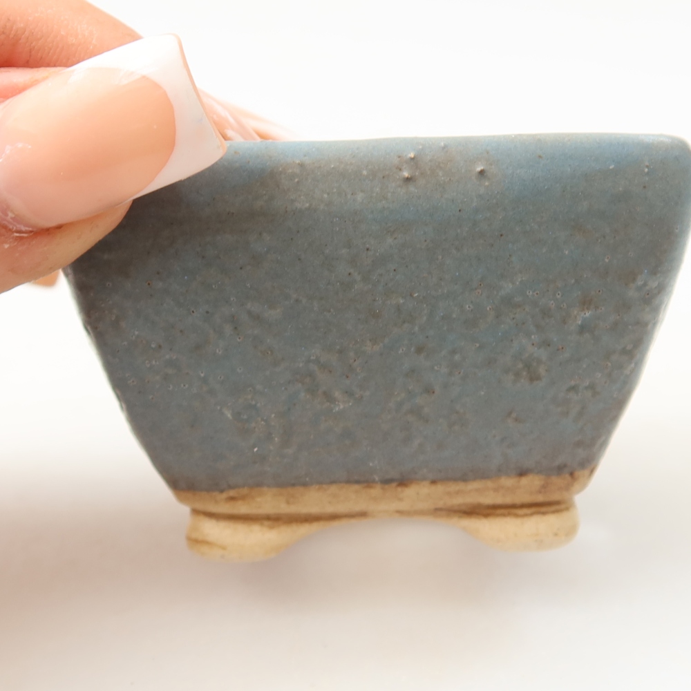 Vaso da bonsai in ceramica 6 x 6 x 4 cm, colore blu