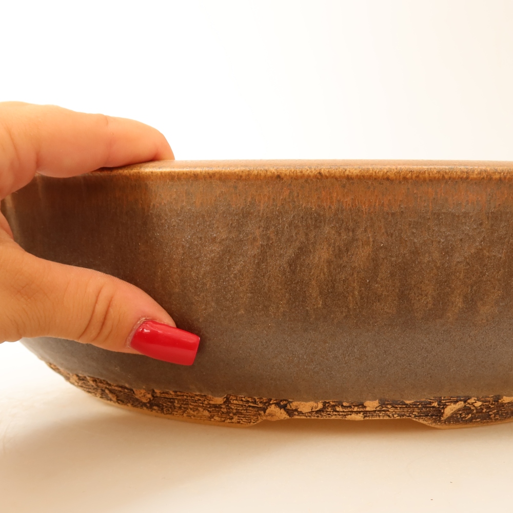 Vaso da bonsai in ceramica 32,5 x 32,5 x 8,5 cm, colore marrone - SOLO RITIRO IN NEGOZIO o spedizione su pallet