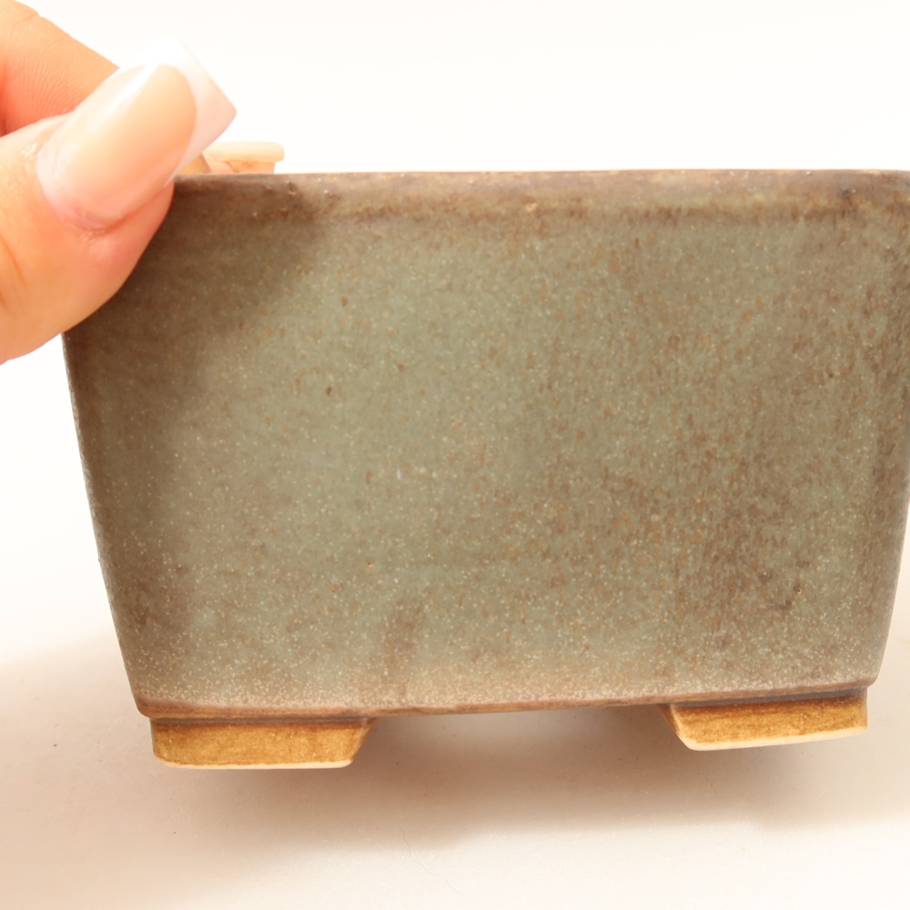 Vaso da bonsai in ceramica 10,5 x 10,5 x 7 cm, colore verde