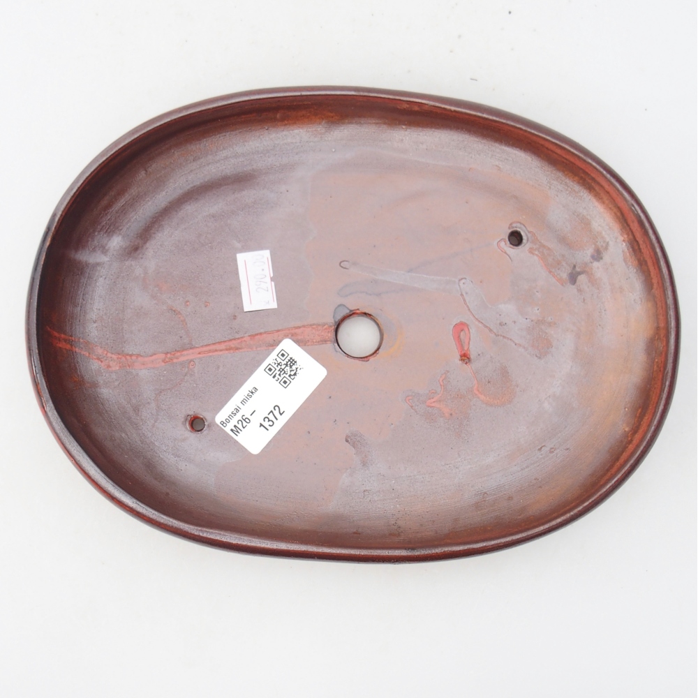 Ciotola per bonsai in ceramica 22,5 x 16,5 x 3 cm, colore rosso-marrone