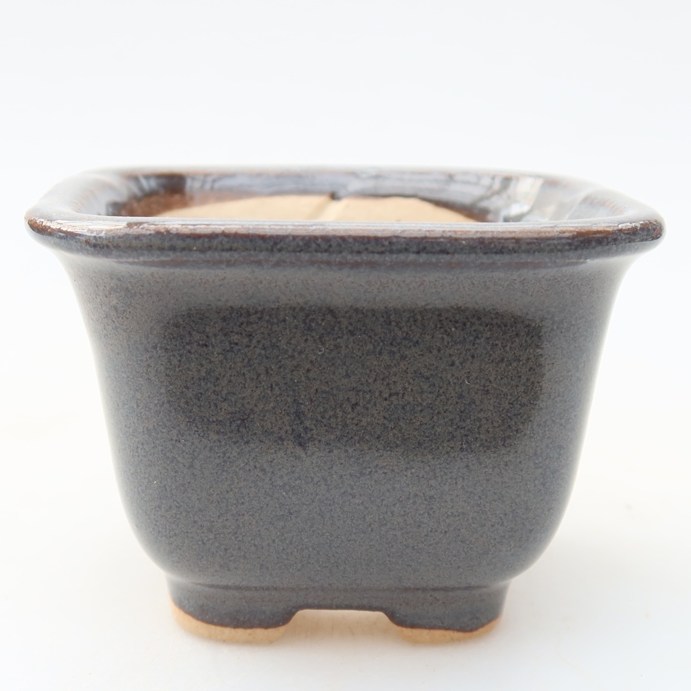 Vaso da bonsai in ceramica 6,5 x 6,5 x 5 cm, colore grigio
