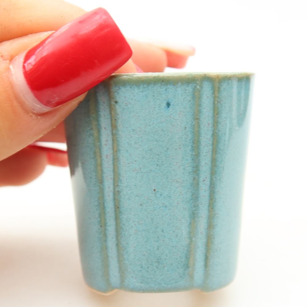 Ciotola per bonsai in ceramica 4 x 4 x 4,5 cm, colore blu