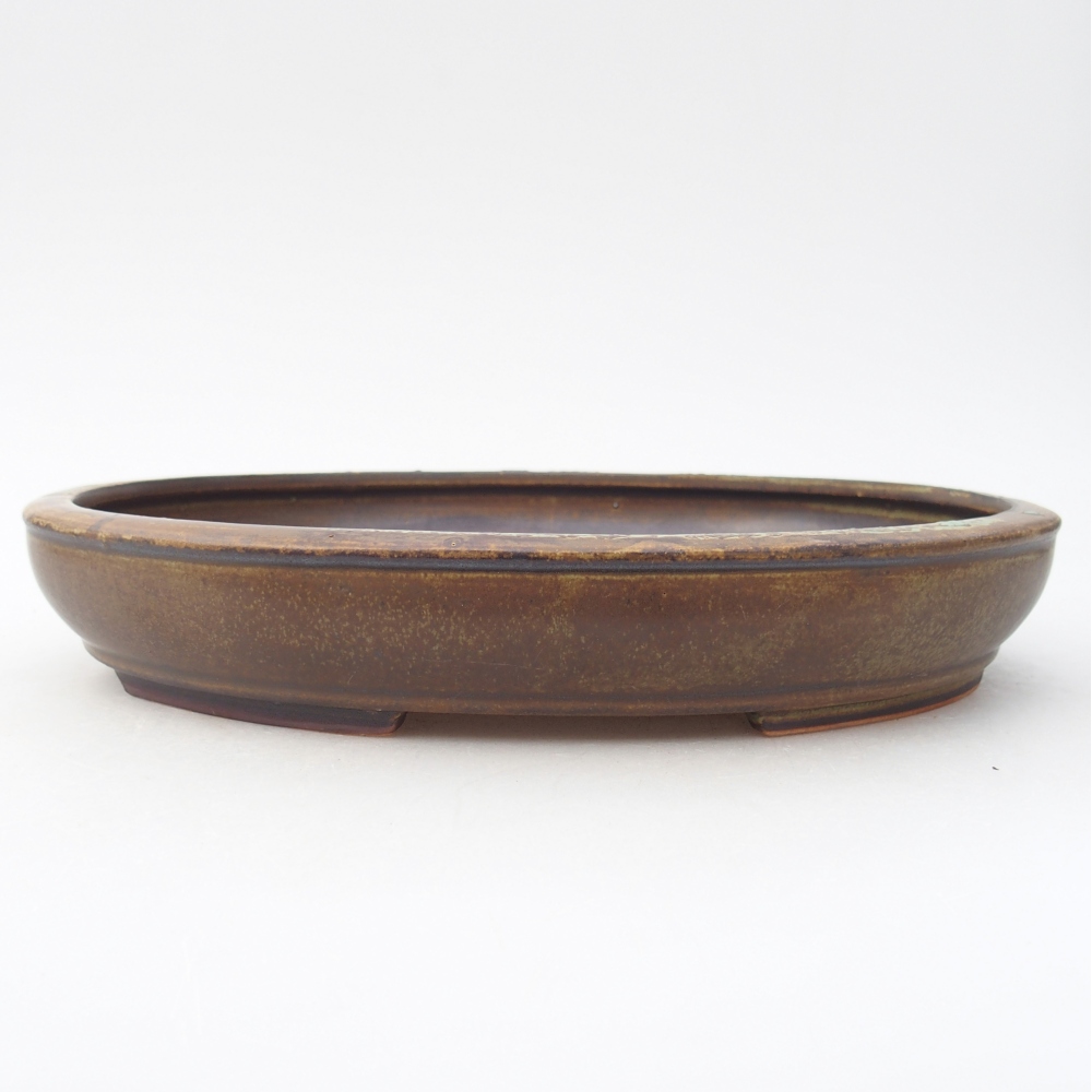 Ciotola per bonsai in ceramica 25 x 20 x 4 cm, colore marrone-verde