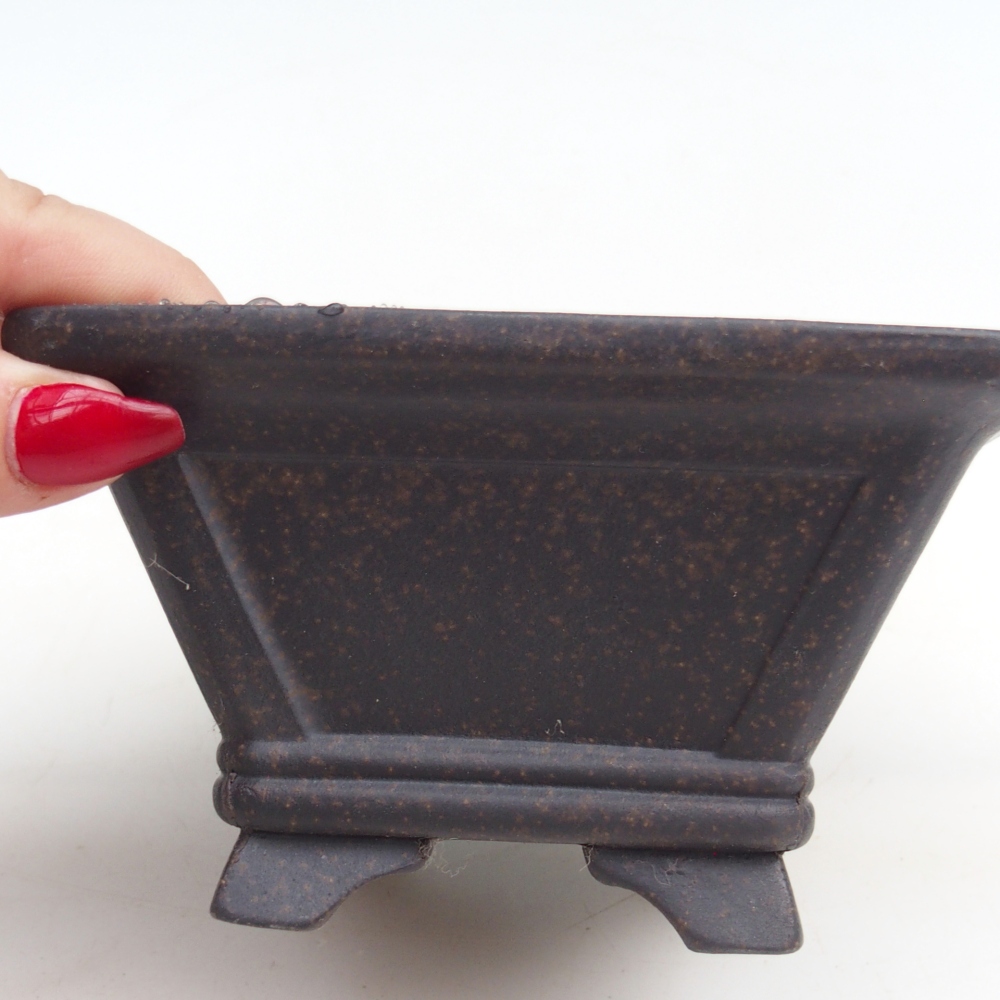 Ciotola per bonsai in ceramica 12 x 12 x 7 cm, colore marrone ocra