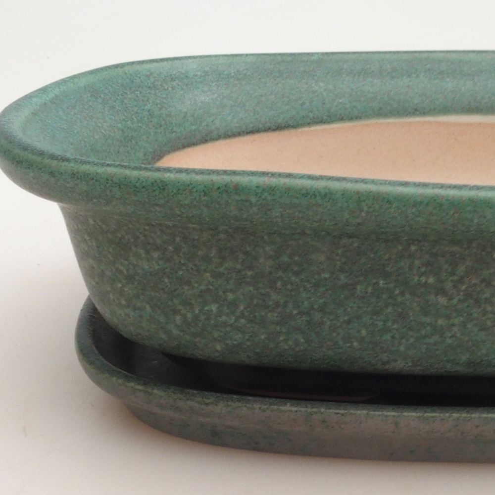 Ciotola bonsai + piattino H25 - 23 x 17 x 5,5 cm - verde