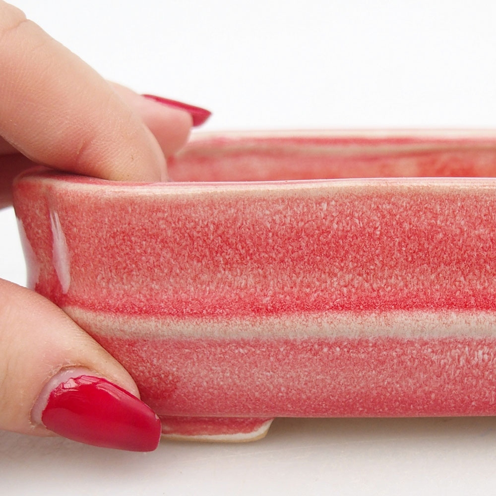 Ciotola per bonsai in ceramica 12 x 10,5 x 4 cm, colore rosso