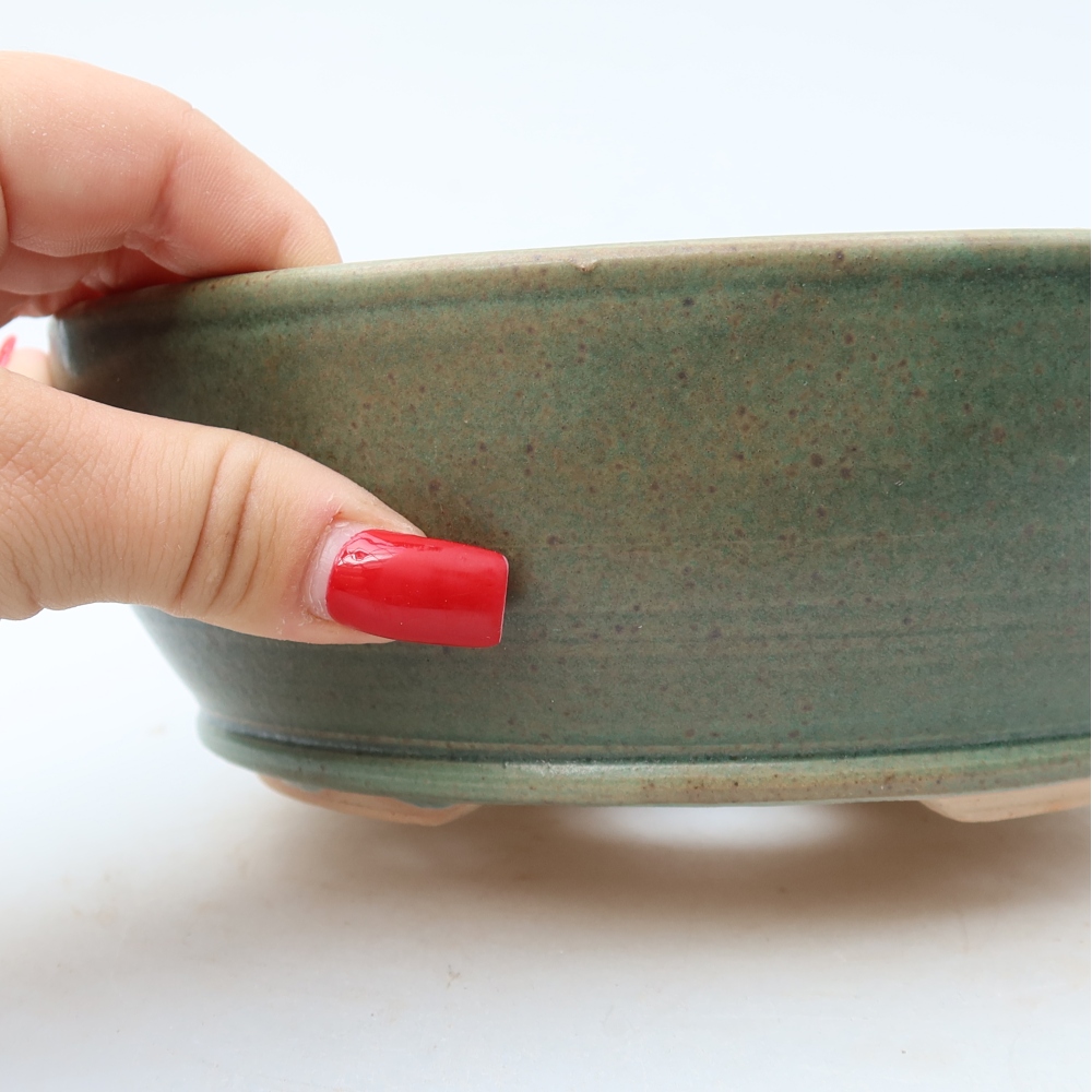 Vaso da bonsai in ceramica 18 x 18 x 6,5 cm, colore verde