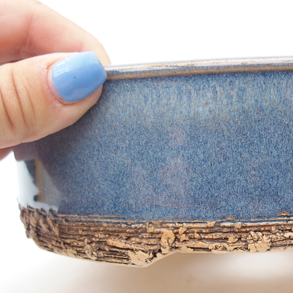 Ciotola bonsai in ceramica 18,5 x 18,5 x 5,5 cm, colore blu