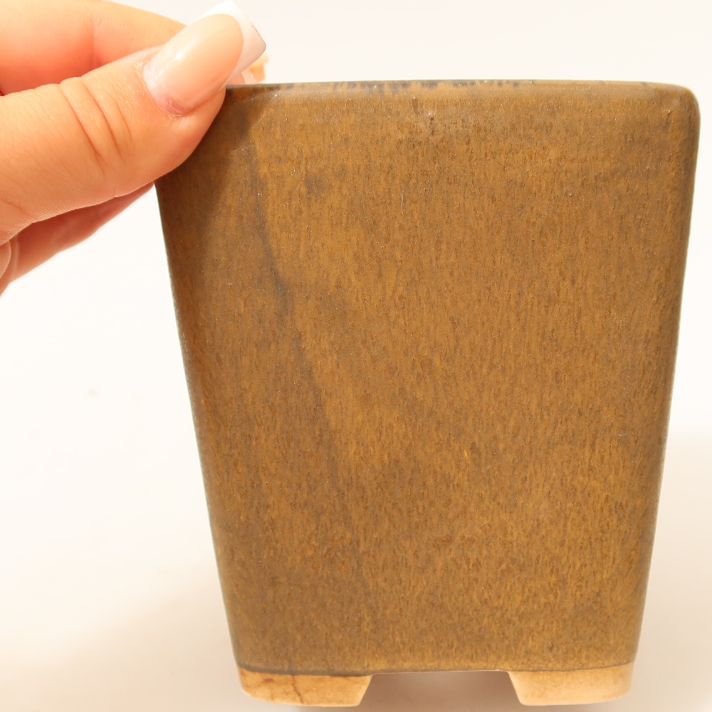 Vaso da bonsai in ceramica 10,5 x 10,5 x 12 cm, colore marrone