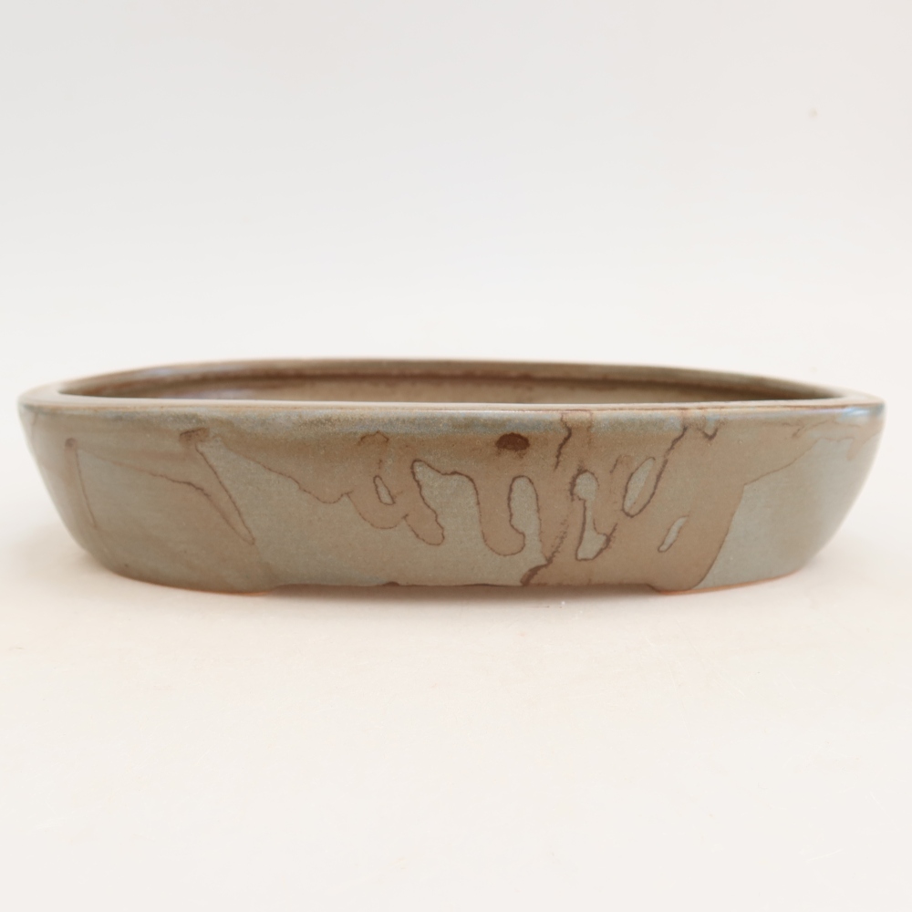 Vaso per bonsai in ceramica 22 x 17 x 4 cm, colore marrone-blu